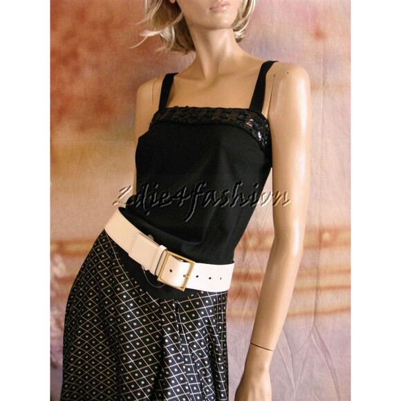 $1970 YVES SAINT LAURENT YSL Black Ribbon Sequin Stretchy Sweater Top M - Picture 2 of 7